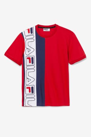 FILA Dixon Tee Shirts Red / Navy / White,Mens Clothing | CA.XDKNCZ639